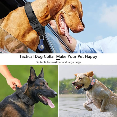DAGANXI Tactical Dog Collar, Adjustable Military Training Nylon Collar with Control Handle for Medium and Large Dogs