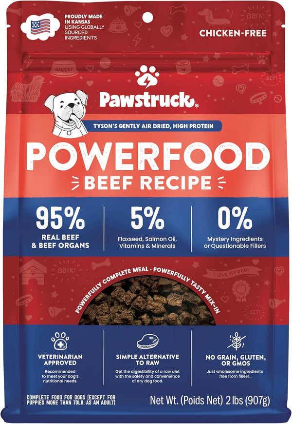 Pawstruck Air Dried Dog Food with Real Beef, Grain-Free, Made in USA,