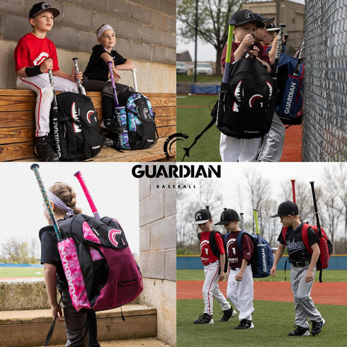 Guardian Rookie Baseball Backpack for Boys or Girls - Bat Pack Bag for Kids with External Helmet Storage, Holds Two Bats