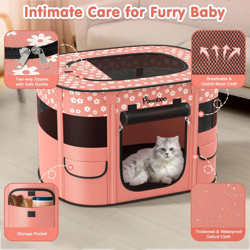 600D Dog Playpen, Portable Pet Cat PlayPen, Oxford Dog Kennel Tent Crate, Waterproof&Breathable, Indoor Outdoor Travel