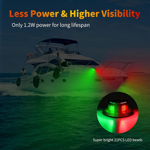 IP67 RVZONE Boat Navigation Lights, Navigation Lighting for Boats Led Waterproof Red and Green Marine LED Bow Lights