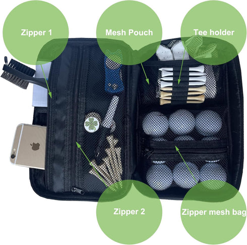 Golf Ball Bag Pouch, Accessory Organizer for Men, Golf Valuables Pouch