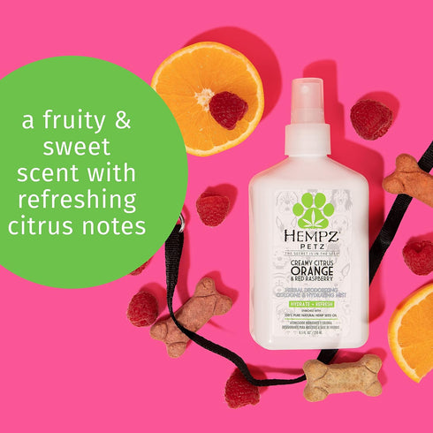 Hempz Petz Dog Cologne - Creamy Citrus Orange & Red Raspberry, 8.5 fl. oz. Hydrating Puppy Perfume