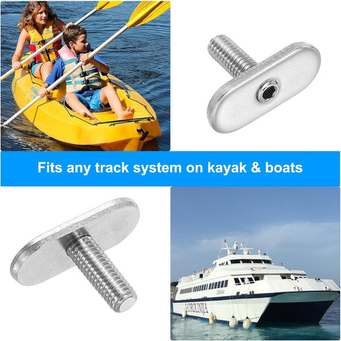 PATIKIL T Slot Bolt Replacement, 316 Stainless Steel Kayak Rail Track Screws Mini Rail Bolts 4 Pack