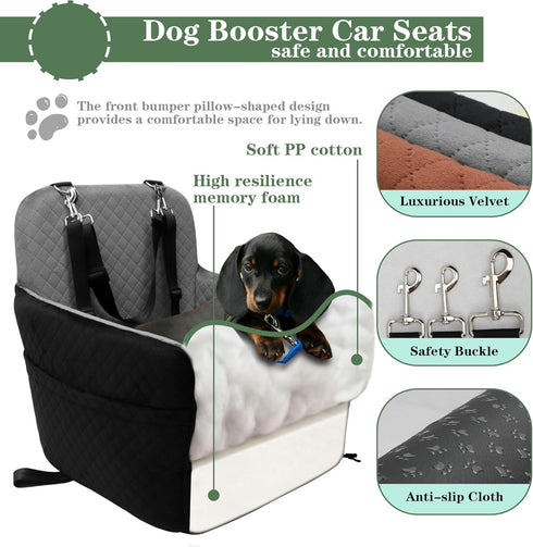 Dogs,2 Dog Car Seat for Small/Medium Adjustable Seat Belt,Memory Foam with Soft Fabric Pets Travel Car Bed