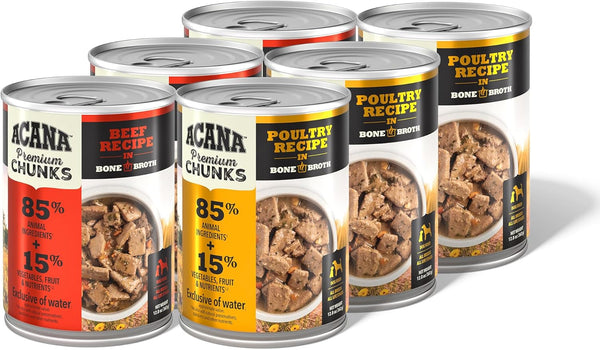 ACANA Premium Chunks in Bone Broth Grain-Free Wet Dog Food Variety Pack:
