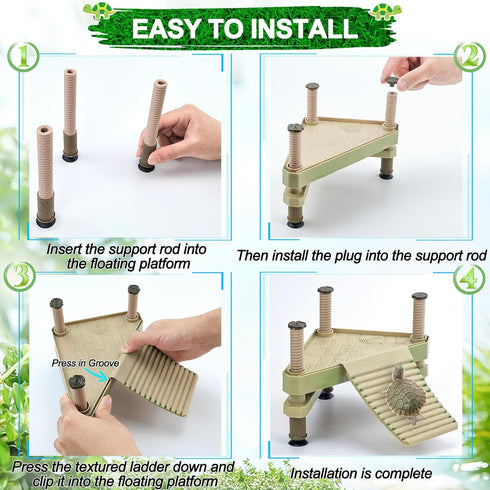 Small Floating Basking Platform for Aquatic Turtles, Decorative Aquarium Dock with Ramp Ladder