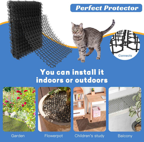 16 Pack Cat Scat Mat with Spikes, 16 X 13 Inch Indoor/Outdoor Pet Deterrent for Plants, Furniture, and More