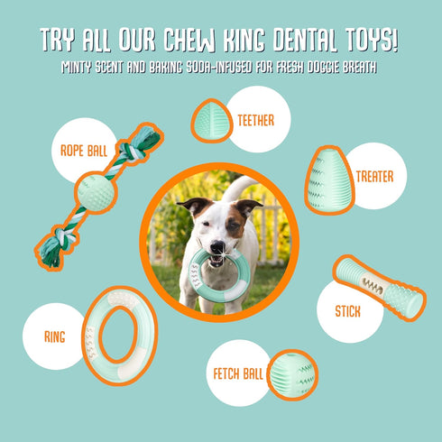 Chew King Dental Dog Toy Collection, Stick Clinically Proven to Remove Plaque