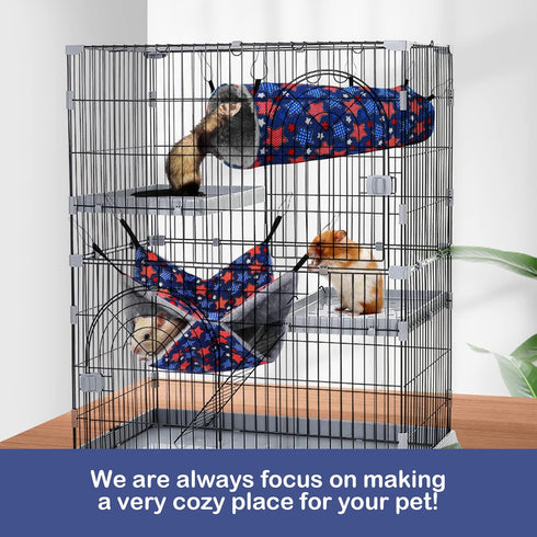 Hammock Set Chinchilla Sleep,2 Pack,Blue petonfun Ferret Rat Guinea Pig Hideout Bed,Soft Hamster Toys Hanging Tunnels