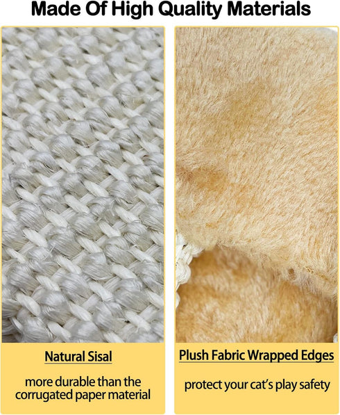 Cat Corner Scratcher, 2 Pack Natural Sisal Wall Mounted Boards, Resistant Furniture Protector for Indoor Cats