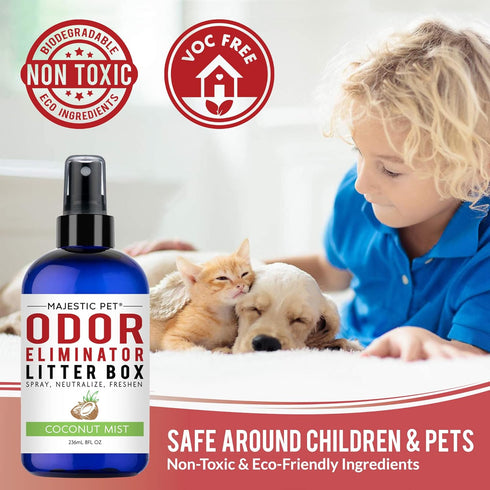 Majestic Pet Litter Box Deodorizer, 8 Fl Oz, Cat Litter Box Odor Eliminator, Coconut Mist