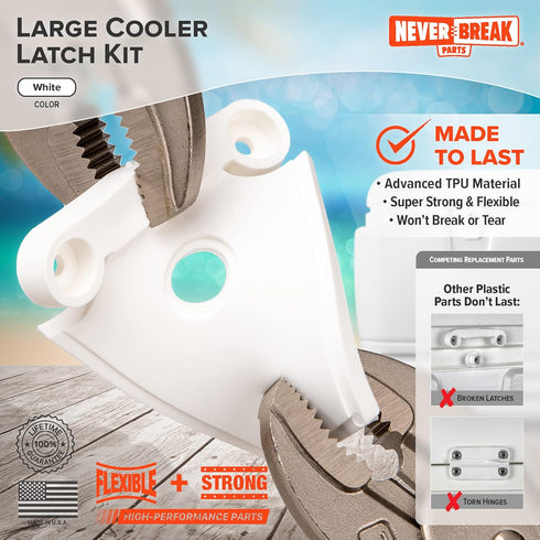 NeverBreak Parts - 2 Pack Igloo Cooler Replacement Latches with Posts and Screws, High Strength Repair Kit