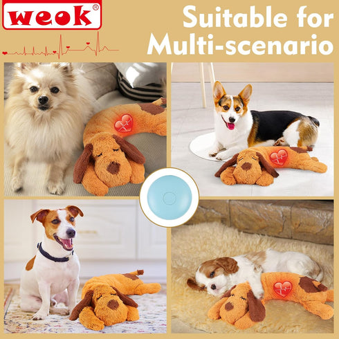 WEOK Heartbeat Puppy Toy, Comfort Cuddler Pillow, Dog Anxiety Relief Calming Aid,Heartbeat Stuffed Toy for Dogs,Puppy