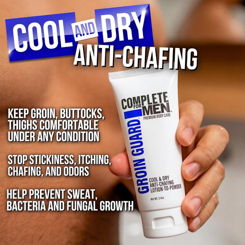 Groin Guard Anti-Chafing Cream Lotion to Powder, Stops Chafing, Sweat Defense, Odor Control, Fresh Scent, Ball & Thigh