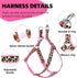 Mile High Life Leopard Dog Harness Collar Leash Set, Adjustable No Pull Halter for Small Breed Dogs (Pink, XS Chest