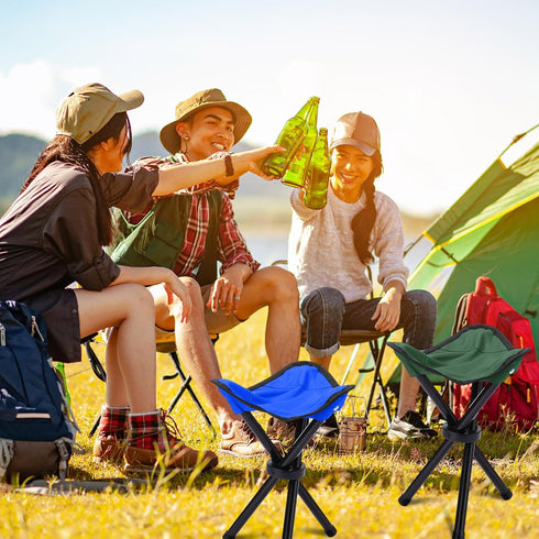 3 Pack Beeveer Folding Camping Stool Portable Small Collapsible Chair Tripod Stool Hiking Chair for Fishing, Beach