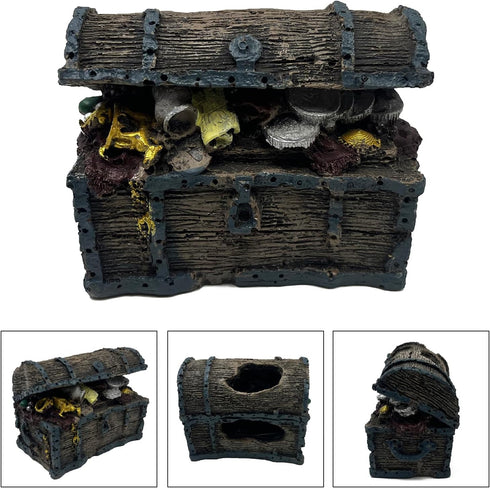 Fish Tank Decorations, Treasure Chest Aquarium Ornament for Small Tank