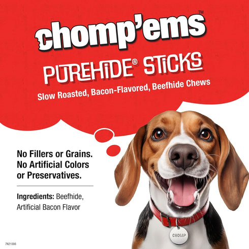 Chomp'ems 12 oz Purehide Sticks Healthy Natural Rawhide Dog Chew