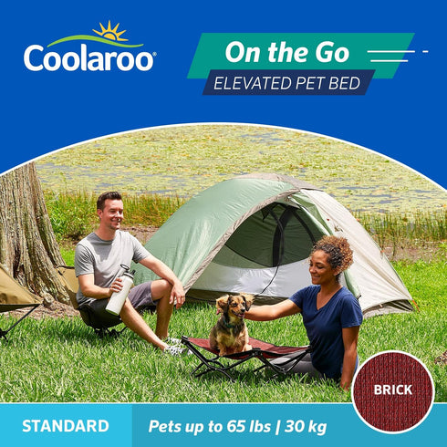 COOLAROO On the Go Cooling Elevated Dog Bed, Portable for Travel & Camping, Collapsible for Storage, Standard, Brick