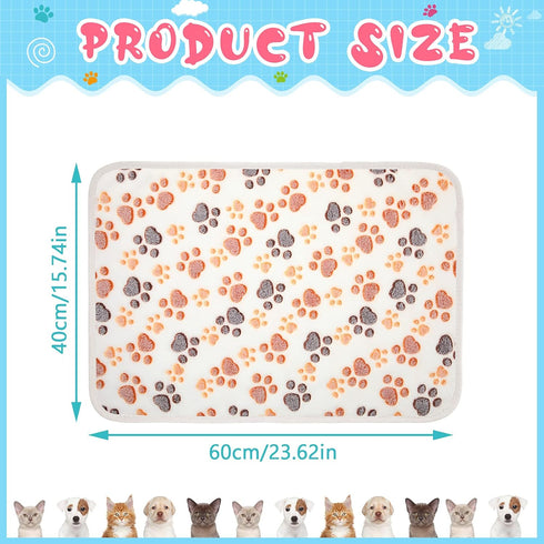 4 Pcs Pet Blanket Dog Puppy Blanket Paw Print Fleece Blanket for Small Medium Pets - Warm Soft Sleep Mat Guinea Pig