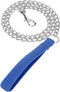 Heavy Duty Metal Chain Dog Leash: Chew Proof Leash with Soft Handle for Large Pets Over 50 lbs (4 ft. x 4.0 mm Blue)