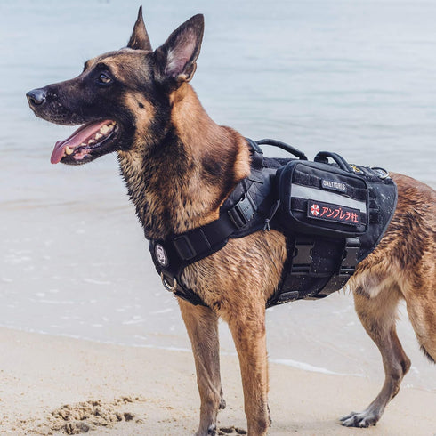 OneTigris Large Tactical Dog Harness, Adjustable No Pull Vest with Handle, Grey, Heavy Duty with Hook and Loop Panels