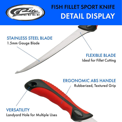 SZCO Supplies 12 Supplies Fish Fillet Sport Knife, red/Black, 211183 by SZCO Supplies
