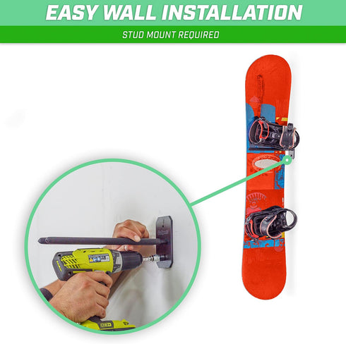 GoSports Wall Mounted Ski and Snowboard Storage Rack for 2 or 8 Ski Sizes