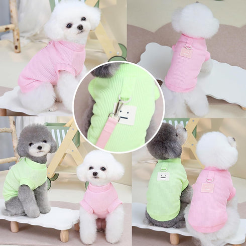 Zunea Dog Shirts for Small Dogs Girls, Summer Puppy Clothes T-Shirt with Leash Ring, Soft Breathable Sleeveless Basic