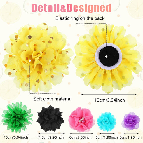 42 Pcs Dog Collar Flowers for Dogs Dog Bows for Dog Collar Cute Dog Grooming Bows Dog Collar Accessories Embellishments Dog Flower Bow Ties Dog Charms Flower for Puppy Dog Pet