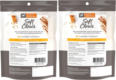 Wiggles & Wags Meaty Sticks, Formerly Simply Nourish Soft Chews, Chicken & Cheese Dry Dog Food, 6oz, 2 Pack