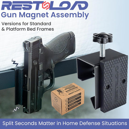 2-Pack Bedside Holster, Magnetic Handgun Mount for Standard or Platform Bed Frames, or Magnet Only Option, Pistol