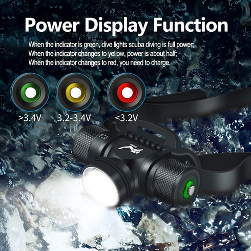 WINDFIRE Scuba Diving Headlamp - Professional LED Dive Light, 1200 Lumens, 5 Modes, IPX8 Waterproof for Snorkeling