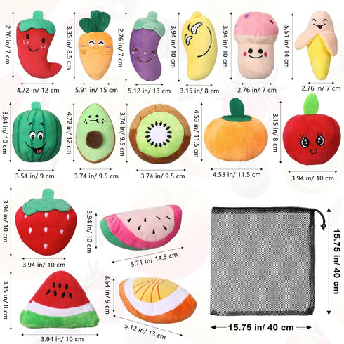 Tasdurian 15 Pack Squeaky Dog Toys with a Carrying Bag Plush Small Dogs Toy Stuffed with Squeakers Irresistibly Cute