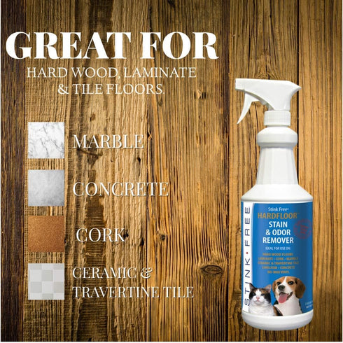 32 Fl.oz Hardfloor Pet Stain & Odor Remover for Hard Wood Floors, Concrete, Laminate, Marble, Ceramic & Travertine