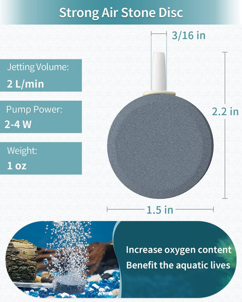 Pawfly Aquarium Air Stone Disc Bubbler, 1.5 inch Oxygen Diffuser Airstone for Nano Air Pumps, Fish Tanks, Buckets,