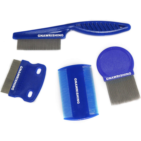 Flea Comb 4Pcs with High Strength Teeth, Pet Dog Cat Grooming Comb Set for Tear Stain Remover