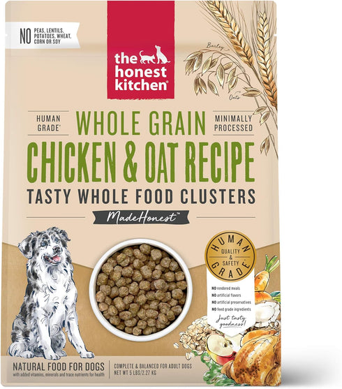 The Honest Kitchen Whole Food Clusters, Whole Grain Chicken & Oat Dry Dog Food, 5 lb Bag