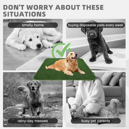 Tray,2 Pack 20"*25" KOOLTAIL Dog Grass Pad with Washable Pee Pads for Puppy Potty Soft Artificial Turf Multipurpose