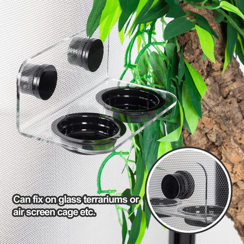 WACOOL Magnetic Reptile Ledge, Acrylic Gecko Feeding Ledge with 6PCS Cups for Geckos and Chameleons