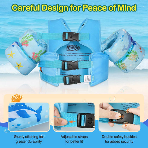 22-66 lbs Swimming MoKo Toddler Swim Vest for Kids, Swim Arm Floaties Boys and Girls Cartoon Water Wings Pool Float