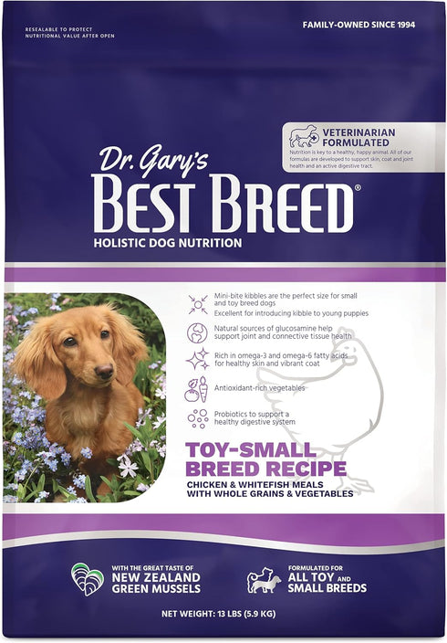 Best Breed Dr. Gary's Small Breed Recipe Natural Dry Dog Food for All Breeds, Made in USA - 13 lbs