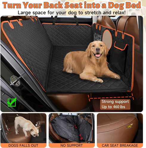 420lbs, Hammock Hard Bottom Back Seat Extender for Dogs, Dog Car Seat Cover for Back Seat, Holds Durable Waterproof Pet