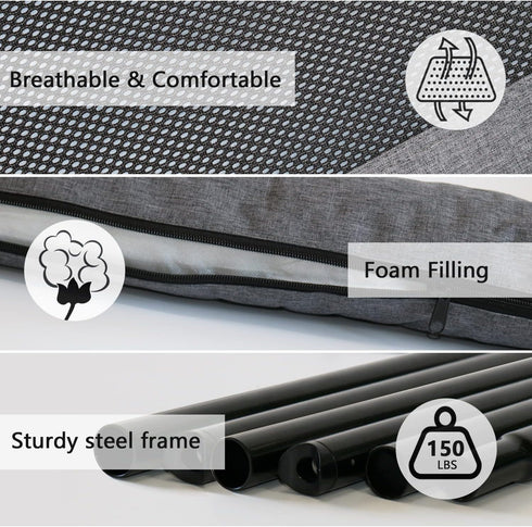 PETIME Cooling Elevated Pet Cushion Bed for Small Dogs, Portable Indoor & Outdoor Hammock Bed with Breathable Mesh