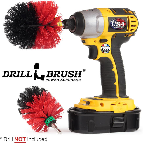 Outdoor Cleaning Supplies - Stiff Bristle Drill Powered Brush Attachments for Garden