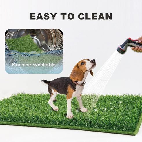 HQ4US 4LEGS 23" 16", Hemmed Dog Grass Pad with Tray Small x Dog Puppy Litter Box with Odor Free Artificial Grass Pee
