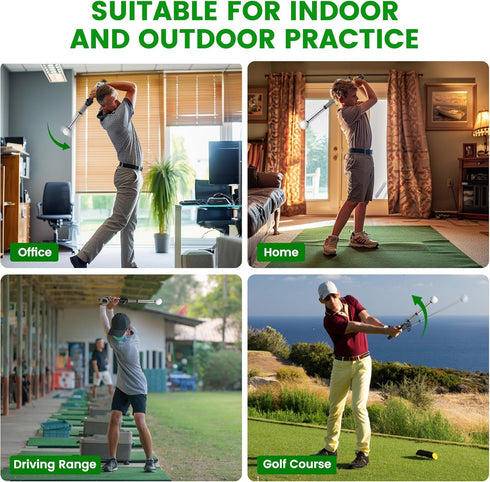 Retractable Golf Swing Training Aid - Rhythm Click Sound Warm Up Trainer, Golf Grip Trainer Attachment