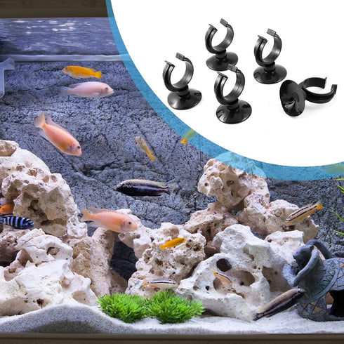 Aquarium Heater Clips - Suction Suckers for Fish Tanks (Black 5pcs)