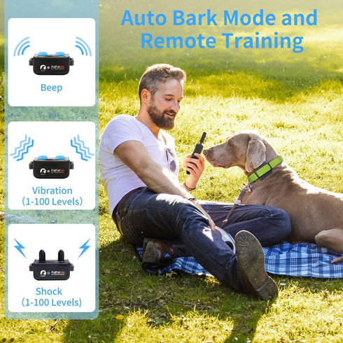 PaiPaitek Automatic Bark Collar with Remote for Large Dogs, 3300ft Range Bark and Training Collar Combo, Waterproof